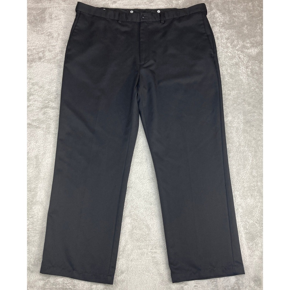 Haggar Mens Black Dress Pants 42 x 30 Flat Front Polyester Blend Professional